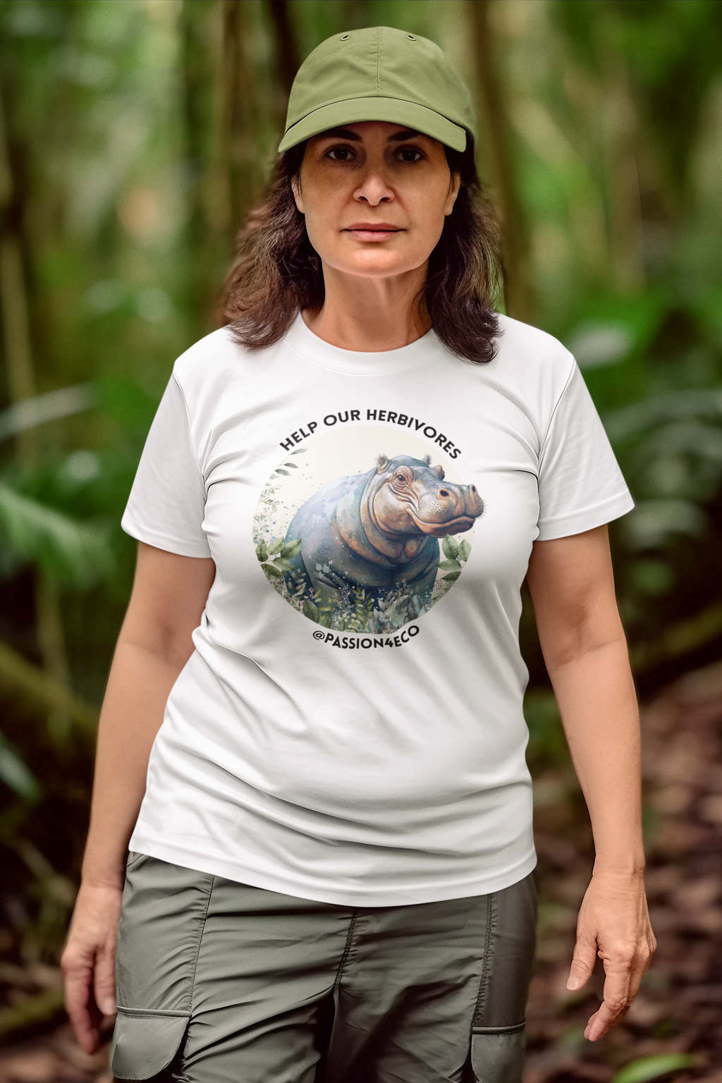 Passion4ECO Heavy Herbivores Hippopotamus Water Mark Tee Shirt